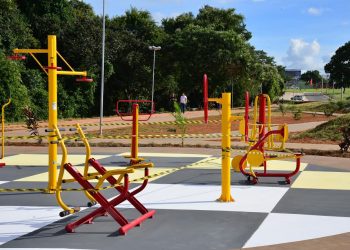 Nova praça com academia fica na Avenida Rio Verde, esquina com Rua Dantas, Qd. 276 – Jardim Buriti Sereno – IV Etapa (próximo ao Supermercado Ponto Certo) | Foto: Reprodução/Secretaria de Comunicação de Aparecida de Goiânia