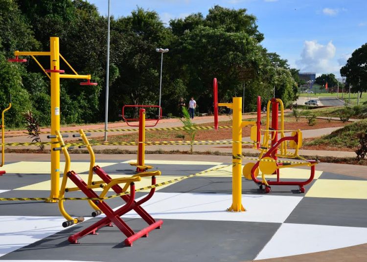 Nova praça com academia fica na Avenida Rio Verde, esquina com Rua Dantas, Qd. 276 – Jardim Buriti Sereno – IV Etapa (próximo ao Supermercado Ponto Certo) | Foto: Reprodução/Secretaria de Comunicação de Aparecida de Goiânia