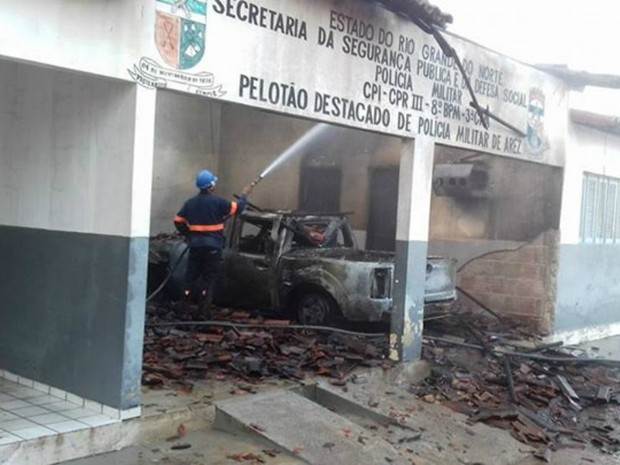 Unidade do Pelotão Destacado de Polícia Militar de Arez, na região leste do Rio Grande do Norte | Foto: Divulgação/PM