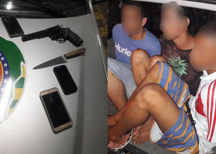 Menores foram perseguidos e detidos após tentarem assaltar um policial militar em Goiânia | Foto: Divulgação/PM