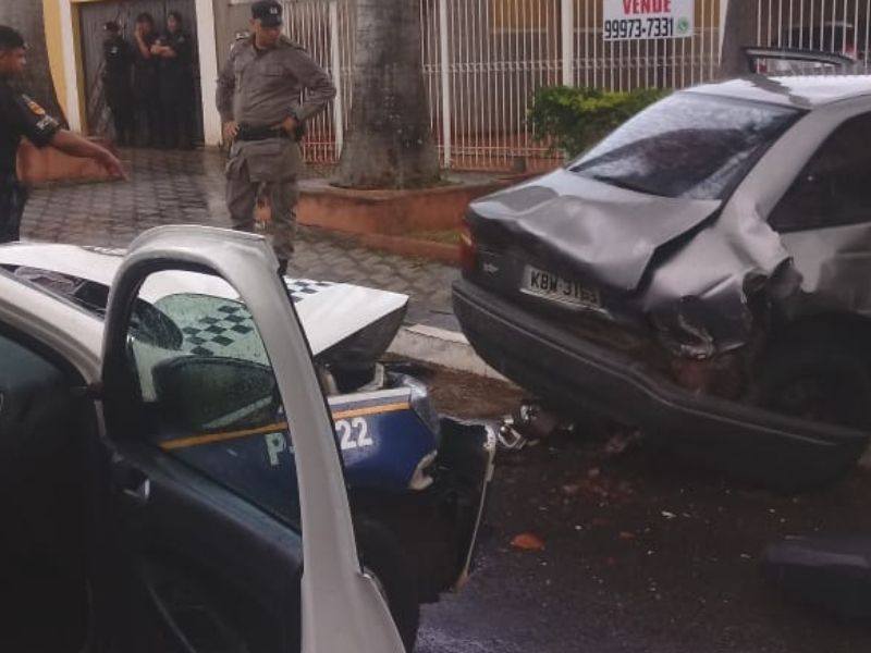 Perseguição, colisão com viatura e 3 homens presos no Bairro Feliz | Foto: Divulgação