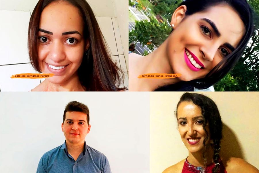 Professores Fernanda Tiraboschi e Kesley Mariano da Silva e estudantes Adriane dos Santos Gonçalves e Carolina Bernardes Pereira | Foto: Divulgação