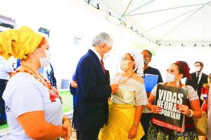 Governador Ronaldo Caiado durante inauguração do Grupo Especializado no Atendimento às Vítimas de Crimes Raciais e Delitos de Intolerância (Geacri), em Goiânia | Foto: Wesley Costa