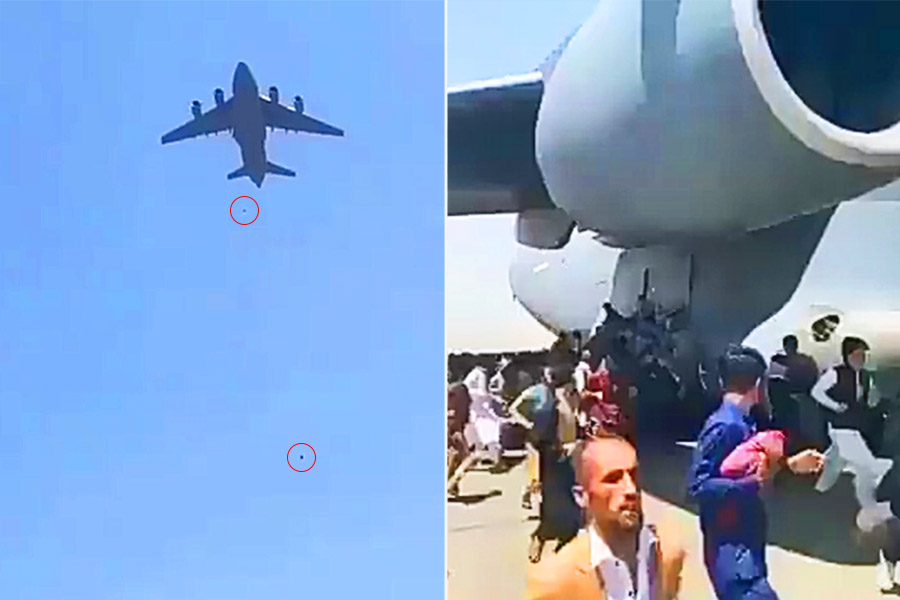 Pessoas caem de avião após se agarrarem tentando fugir do Afeganistão
