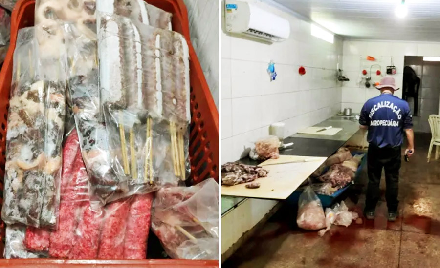 Fábrica clandestina de espetinhos em Goiânia | Foto: Divulgação / Agrodefesa