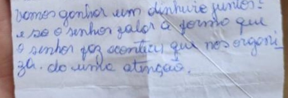 Suposta cartinha do preso ao policial penal | Foto: divulgação 