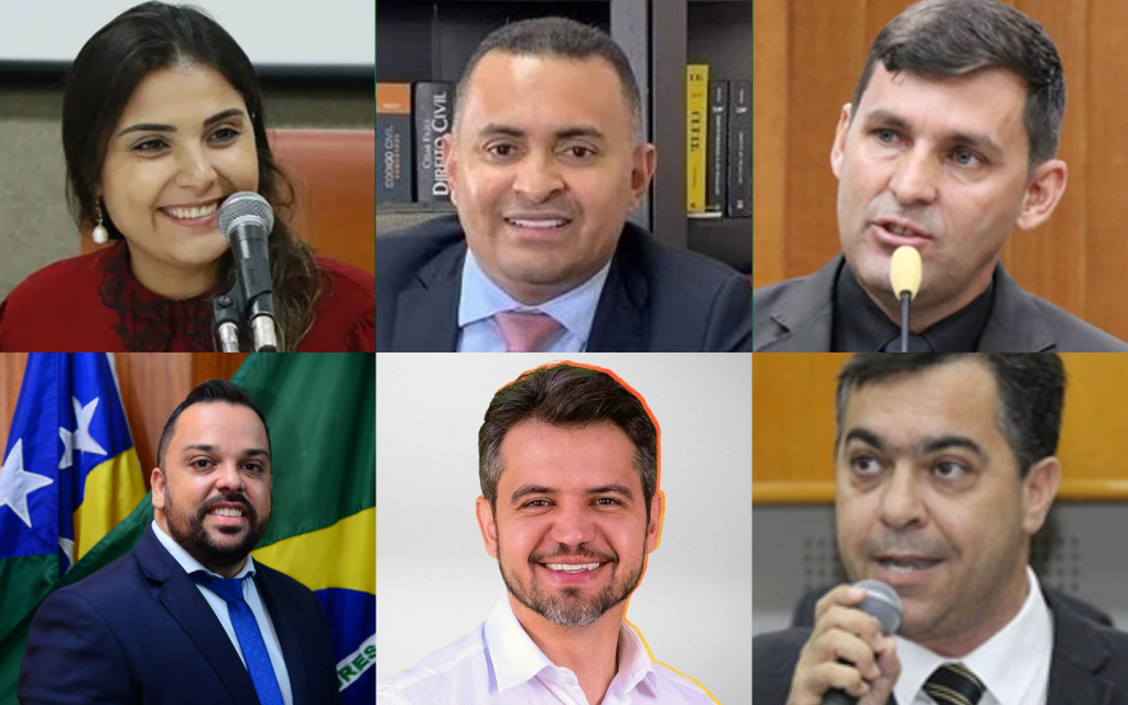 Sabrina Garcez, Ronilson Reis, Sargento Novandir, Geverson Abel, Henrique Alves e Kleybe Morais foram citados entre vereadores que dialogaram com Peixoto | Fotos: Câmara Municipal de Goiânia