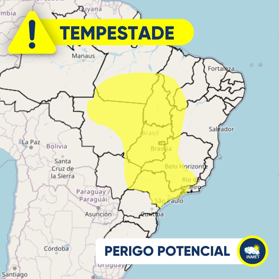 Alerta amarelo | Foto: Inmet