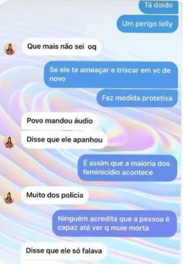 Print de conversa entre Ielly e amiga | Foto: Divulgação