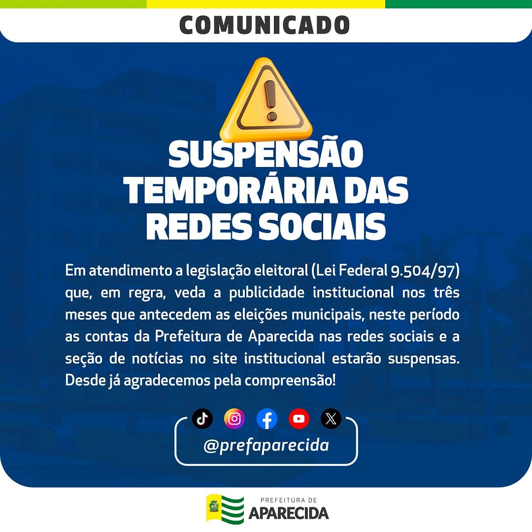 Prefeituras de Goiânia e AP suspenderão redes sociais e mudarão conteúdos no sábado; ENTENDA