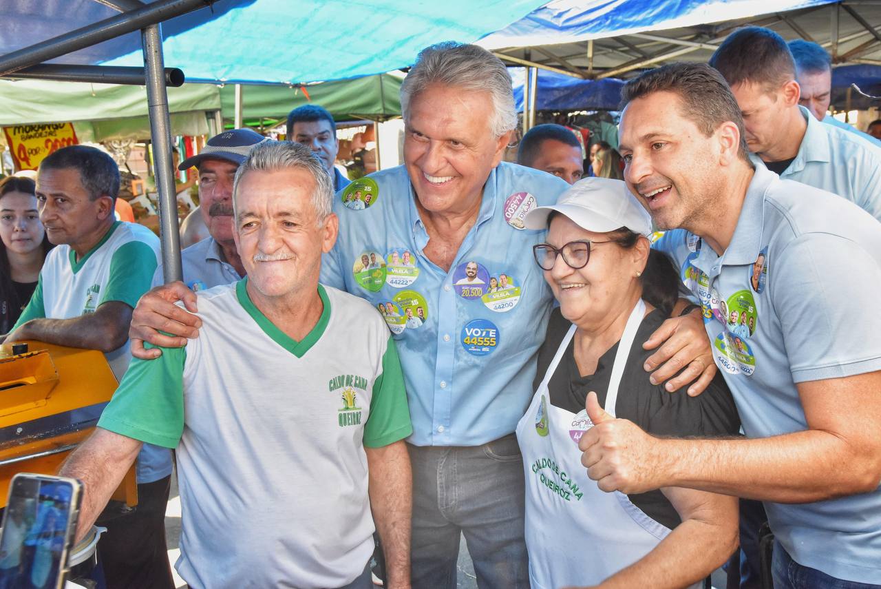 Governador Ronaldo Caiado acompanhou Leandro durante vista à feira | Foto: Rodrigo Estrela
