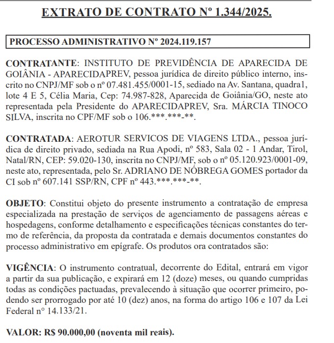 Contrato do AparecidaPrev prevê gasto de até R$ 90 com passagens aéreas e hospedagens 