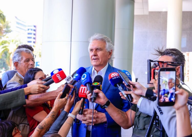 Caiado durante entrevista coletiva | Foto: Reprodução